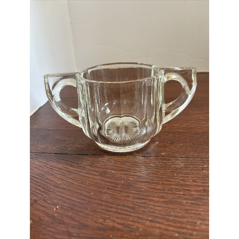 Vintage 1930's Sugar Bowl Clear, Heisey‎ Early American Pressed Glass Art Deco